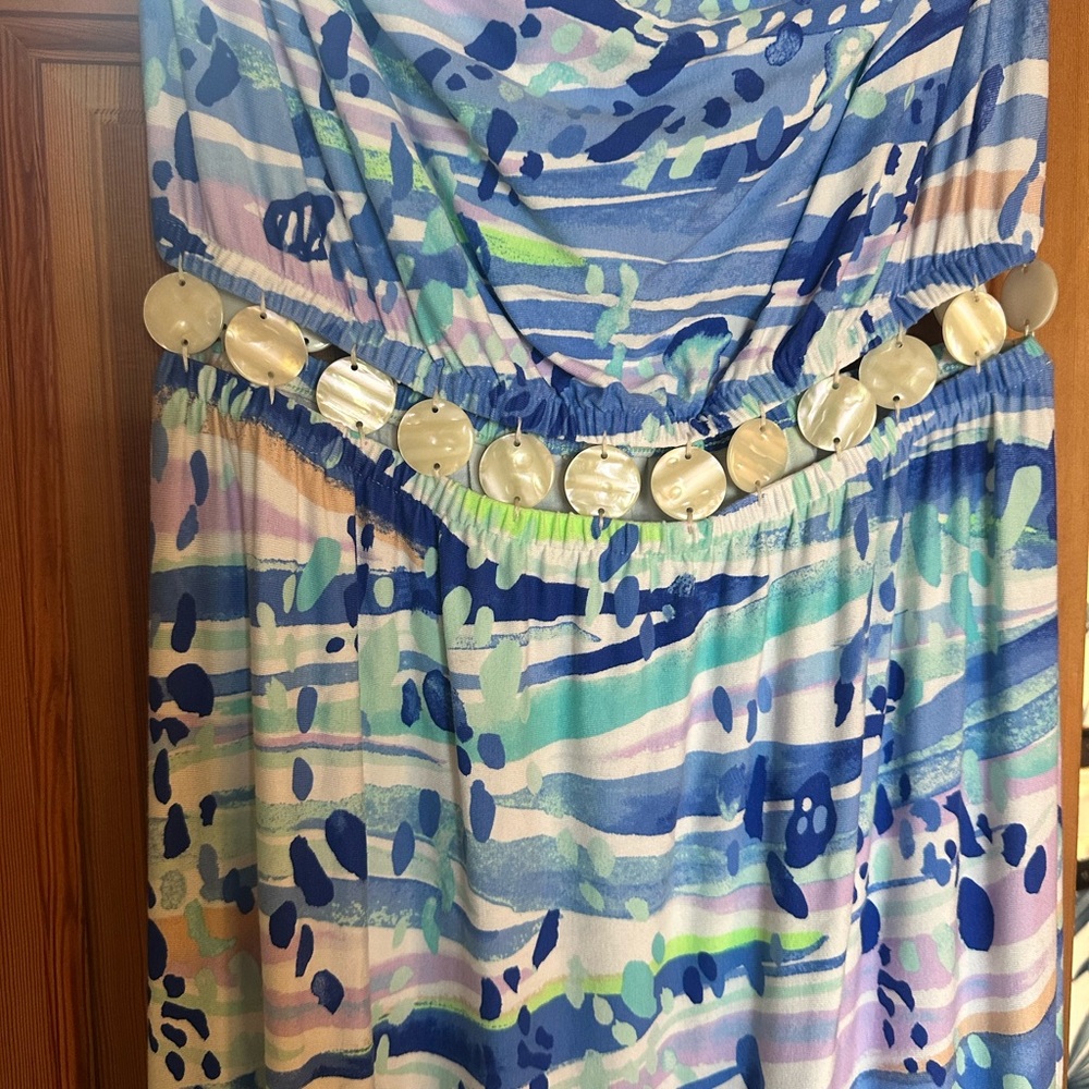 Lilly Pulitzer Blue Green Bubble Maxi Skirt